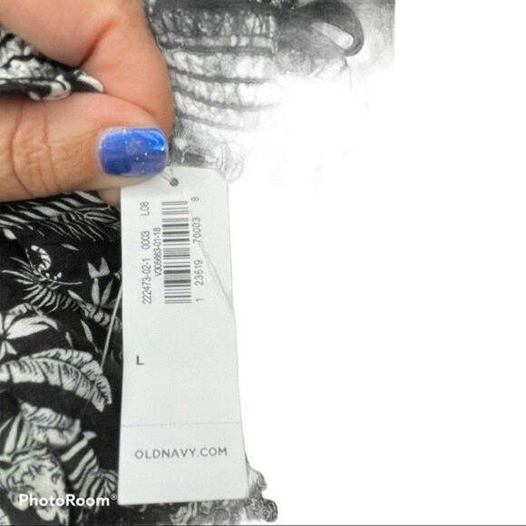 Old Navy Black White Tiger and Leaf Print Dress Size L NWT - Picture 5 of 7